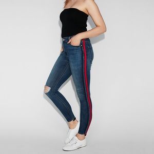 Express High Waisted Side Striped Stretch Jeans